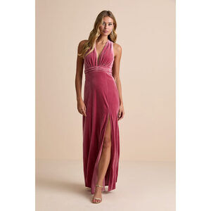 Lulus Fabulous Passion Pink Velour Sleeveless Maxi Dress - Size S
